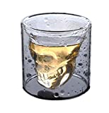 HwaGui Crystal Skull Licor Vasos Doble Vidrio para Whisky Cerveza Bebidas, Pirate Cup para Bar Party Home 100ml / 3.5oz